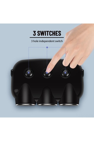 Yifomall Siyah Araç Şarj Cihazı, 3 Fişli, 2 Usb 1a+2.1a , Bağımsız Anahtarlar, Led Gösterge, 12-24v Dc, 120w, 56cm Kablolu