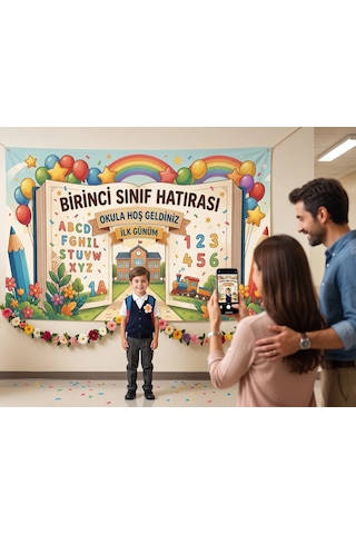 Birinci Sınıf Hatırası Okul Posteri Kendinden Yapışkanlı Duvar Folyosu 250x125 Cm
