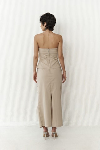 Mai Collection Mai Studios Co. Kamelya Bej Crop Etek Takım Bej