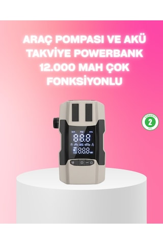 Araç Hava Pompası Ve Akü Takviye Powerbank 12.000 Mah Çok Fonksiyonlu Cn