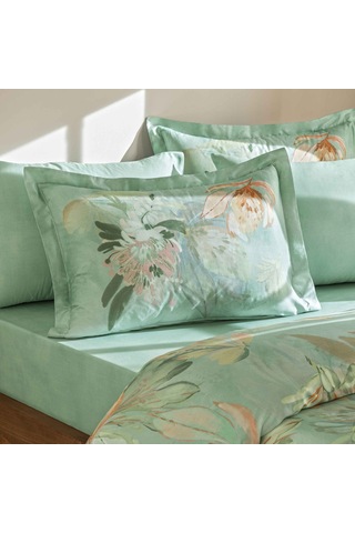 Linens Lario Pamuk Saten Çift Kişilik Nevresim Takımı Mavi Mavi