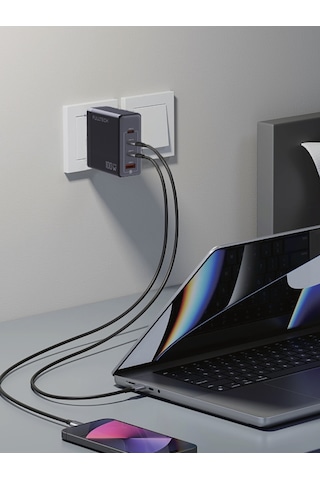 Fulltech Fc24 100w Gan Hızlı Şarj Adaptörü 3x Usb-c + 1x Usb-a Çoklu Port Laptop & Telefon Uyuml