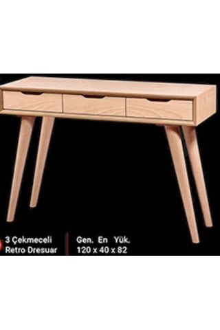 Dresuar Torna Tombul Model Ahşap Kayın Retro Ayak Mdf Tabla  Parla Ahşap
