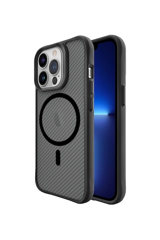 Bix Apple Uyumlu iPhone 13 Pro Carbon Fiber Force Magsafe Kılıf Anti-şok Teknolojili Kamera Ve Ekran Korumalı