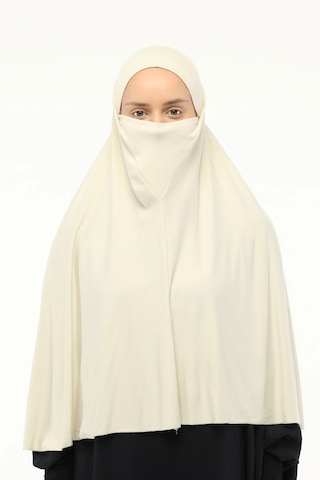 Altobeh Hazır Türban Peçeli Pratik Eşarp Tesettür Nikaplı Hijab - Namaz Örtüsü Sufle 3xl - Krem Krem