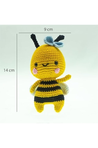 Amigurumi Arı Figür 14 Cm El Yapımı Pamuk İp Örgü Dekoratif Obje