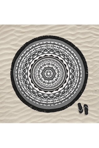 Mandala 4 Yuvarlak Plaj Havlusu Açık