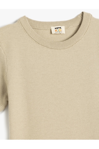 Koton Kısa Kollu Bisiklet Yaka Basic Triko Kazak Bej 5skb90006tt Ekru