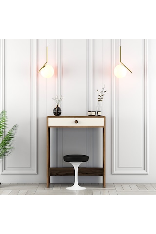 Lizbon Mini Makyaj Masası - Ceviz / Krem