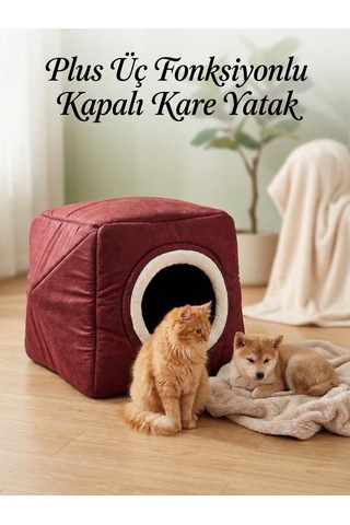 Plus Çok Fonksiyonlu Kedi Köpek Kare Yatak