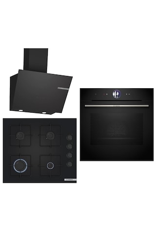 Bosch Black Deluxe HBG7764B1 4D Hot Air - POP6C6P31O 3D Fry - DWK66PJ60T 3 Lü Ankastre Set 609