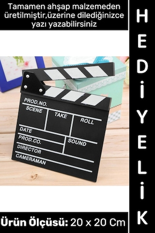 Sinema Dekoratif Çalışma Odası Ev Ofis Hediyelik Süs Eşya Nostaljik Retro Yazı Yazılabilir Ahşap Şı