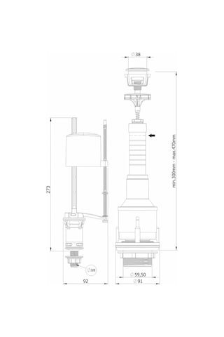 Mega 3004 Basmalı Rezarvuar İç Takımı Beyaz - Gri