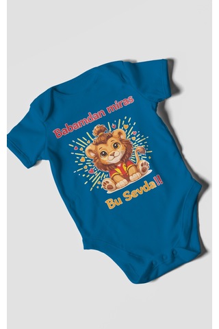 Morivokids Babadan Miras Bu Sevda Kısa Kollu Bebek Body Koyu Mavi