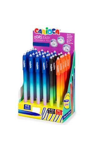 Carioca Tükenmez Kalem 07 Oops Easy Silinebilir 3 Lü Set - Mavi Siyah Kırmızı Mavi - Siyah - Kırmızı