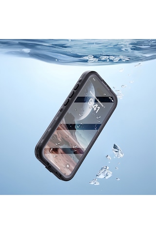 Apple Uyumlu İphone 16 Kılıf 360 Ön Ve Arka Koruyucu Su Geçirmez 1-1 Silikon 2mm Zırhlı Pc+tpu Kapak Siyah