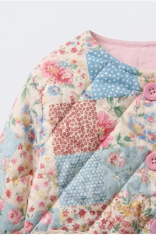 Magu Kız Çocuk Patchwork Desenli Kapitone Ceket Çok Renkli