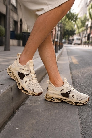 Modaonn Nefes Alabilen Triko Dokusu Ve Modern Tasarımıyla Erkek Sneaker Bej