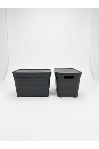 Çok Amaçlı Kapaklı 16 Lt Saklama Kutusu Organizer 2 Renk Seçeneği Antrasit / Beyaz