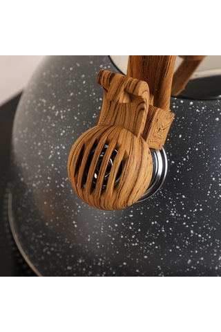 Hangfox 3 Litre Çelik Çıngıraklı Su Kaynar, Indüksiyon Uyumlu, Büyük Kapasiteli, Günlük Kullanım İçin Isı Tutucu Siyah