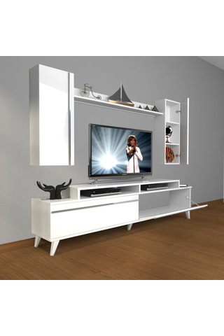 Decoraktiv Ekoflex 7 Mdf Retro Tv Ünitesi Tv Sehpası Beyaz