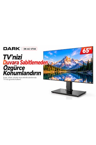 Dark Dk-ac-vt40 32"-65"50kg Ayarlanabilir Masaüstü Tvstandı 3 Kademeli Yükseklik Siyah Temperli Cam