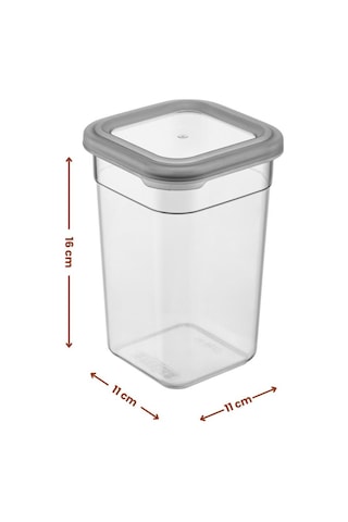 Flora Kare Erzak Saklama Kabı 24'lü Set, Gıda Baharat Bakliyat Saklama Kabı Orta Boy 24x 1,3 Lt Şeffaf Gri