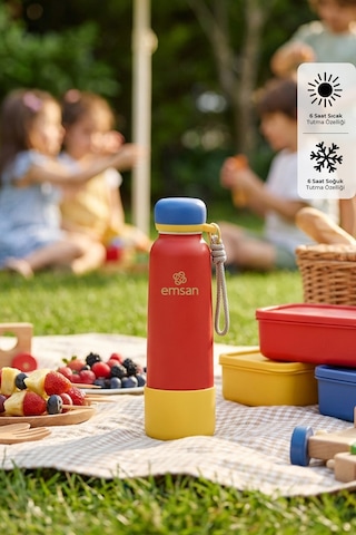 Emsan Thermos Bottle Çelik Sızdırmaz Termos 750 Ml Kırmızı Red