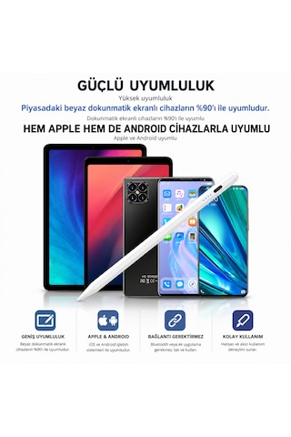 Manyetik Şarjlı Stylus Kalem Type-c Şarjlı Tablet Kalemi Hassas Uçlu Dokunmatik Kalem 1