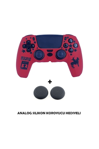 Ps5 Dualsense Red Dead Redemption Desenli Koruyucu Silikon Kılıf + Analog Silikon Koruyucu Rdr Model-2