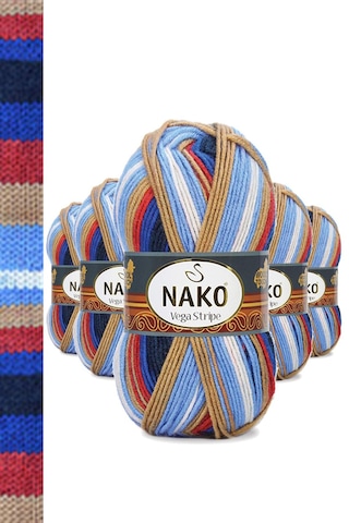 5 Adet Vega Stripe Premium Akrilik El Örgü İpi Yünü No: 82411 RYL-NWNKVS82411-5