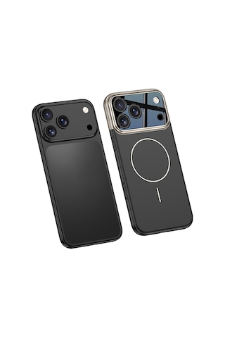 Apple Uyumlu iPhone 17 Pro Max Kılıf M-safe Şarj Özellikli Çift Parçalı Napoli Kapak Siyah