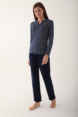 Arnetta Dotted Lacivert Kadın Uzun Kol Pijama Takım