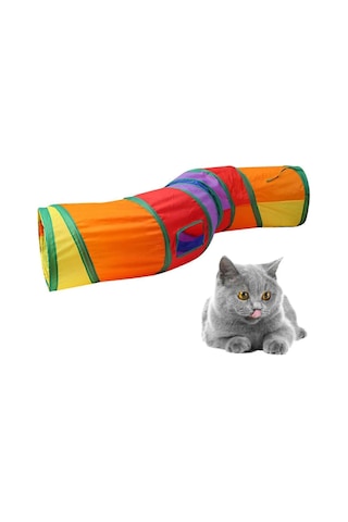 Katlanabilir Kedi Tüneli S Şekilli Kanal Yavru Kedi Oyuncağı Kedi Tüneli Gökkuşağı Evcil Hayvan Malzemeleri S529