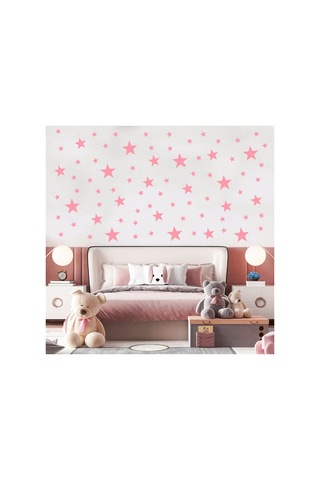 Bebe Pembe Renginde Yıldız Duvar Sticker 2,5-5-7,5-10cm Karışık Ebatlarda - 155 Adet