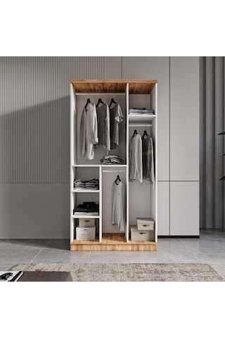 Flora 3 Kapaklı Komple Mdf Aynalı Gardırop - Elbise Dolabı