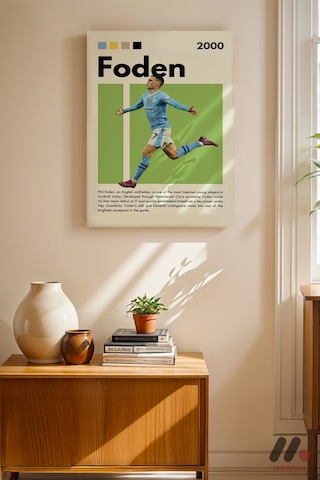 Foden Futbol Posteri, Çerçevesiz Yüksek Kalite Duvar Afişi - Spor Severlere Hediye