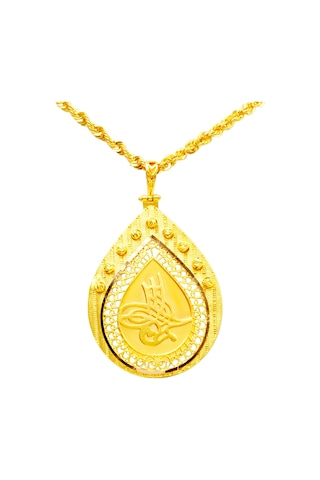 14 Ayar Dorika Toplu Tuğralı Altın Kolye