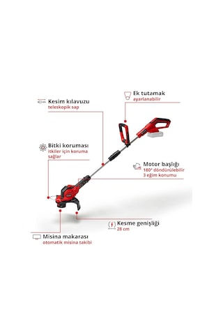 Akülü Kenar Kesme Makinesi Ge-ct 18/28 Li-solo 3411242 Pxc 18 V 28 Cm Kesme Genişliği Misina Makarası Dö