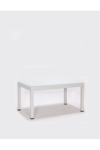 Rattan Camlı Kollu 6 Kişilik Bahçe Masa Takımı-Beyaz