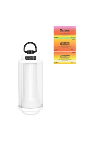 Yuntech01 Taşınabilir Dışarıdaki Aydınlatıcı - Işık Seviyesi Ayarlanabilir Kamp Feneri, Asma Kemerli Acil Işık, Beyaz + D Kanca + Rastgele Sticker Beyaz