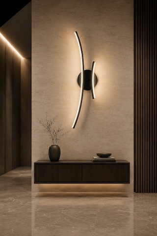 Yumi Modern Led Duvar Apliği Günışığı Siyah
