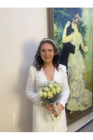 İncili, Duvaklı Nikah Tacı, Gelin Tacı, Nedime , Lohusa , Parti Tacı Orjinal Vual Tül ile