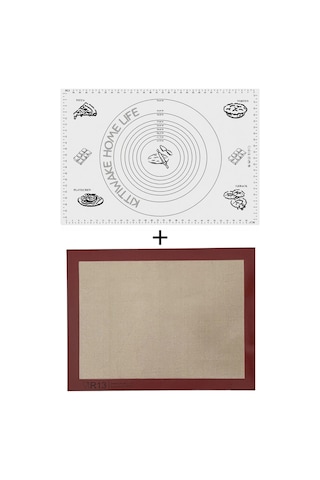 Beyaz Silikon Hamur Açma Matı 45x65 Cm + Isıya Dayanıklı Pişirme Altlığı 30x40 Cm Diğer Beyaz Silikon Hamur Açma Matı 45x65 Cm + Isıya Dayanıklı Pişirme Altlığı 30x40 Cm Diğer