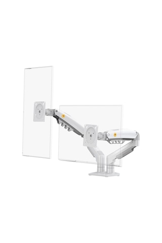 North Bayou Nb F160 17-27" Çift Kol 2-9 Kg Amortisörlü Monitör Standı Beyaz