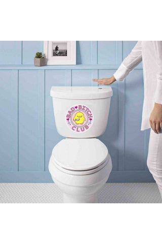 Belalı Civciv Bad Bitch Club Klozet Kapağı Banyo Wc Sticker 23x27 Cm