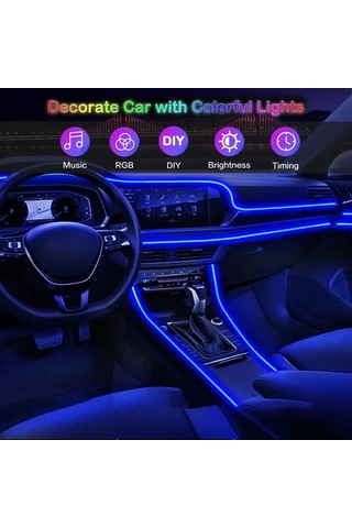 Xuweiwei Kablosuz Uygulama 6sı 1 Arada 8m Rgb Araba Led Şerit Işıkları Uzaktan Kumandalı 16 Milyon Renkli Müzik Senkronize Ortam Aydınlatma Kitleri