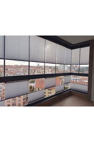 Açık Gri 09-14 Plise Perde - Katlanır Cam Balkon Perdesi Açıkgri