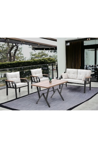 Tu Tienda Nergiz 2 1 1 Masa Bahçe Balkon Mobilyası,krem Bej