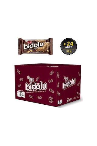 Eti Bidolu Fındık Kremalı Yer Fıstığı Parçacıklı Gofret 24 x 36 G